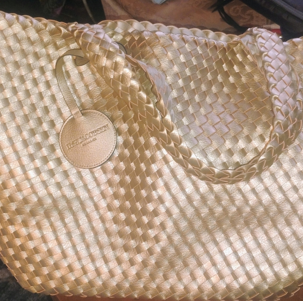 Isle Jacobson Elegant Gold Woven Handbag